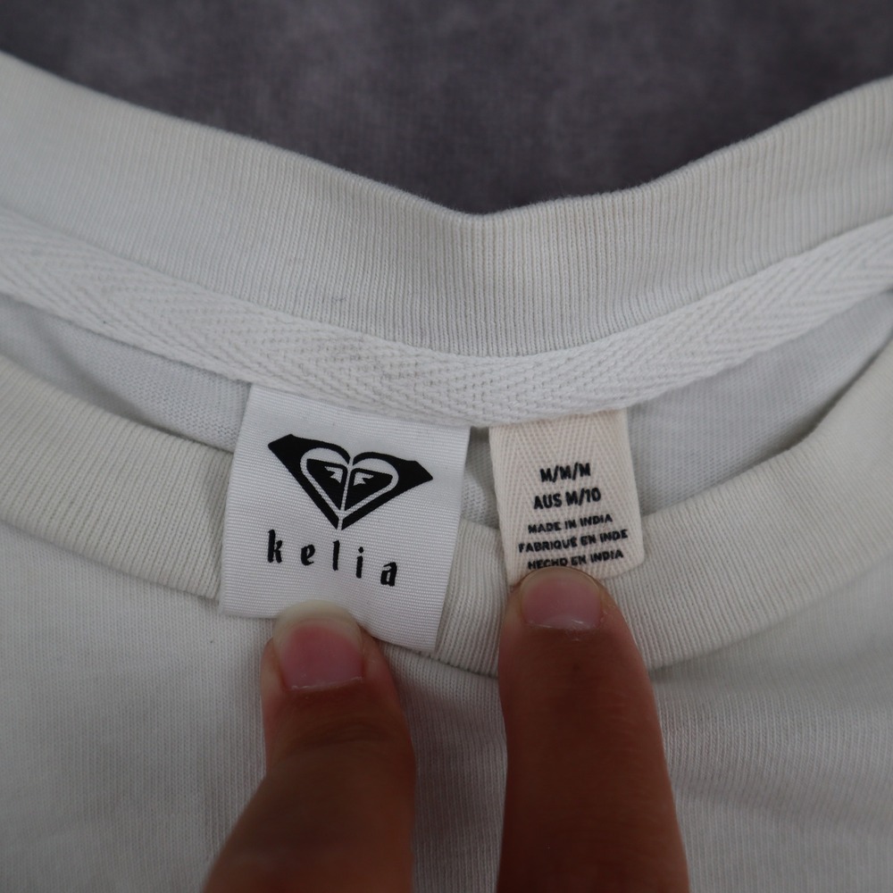 Roxy Kelia Flame Sleeve Crop Top Long Sleeve White Y2K Size M - Picture 7 of 15